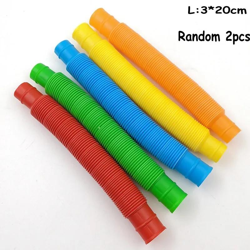 2/1X Mini Pop Tubes Sensory Toy For Adult Kids Stress Relieve Toys Kid Autism Anti Stress Plastic Bellows Children Squeeze Toy