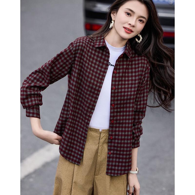 Demana Retro Plaid Lapel Shirt for Women