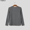 INCERUN Mens V Neck Slim Fit Long Sleeve T Shirt Lightweight Casual Basic Te Tops