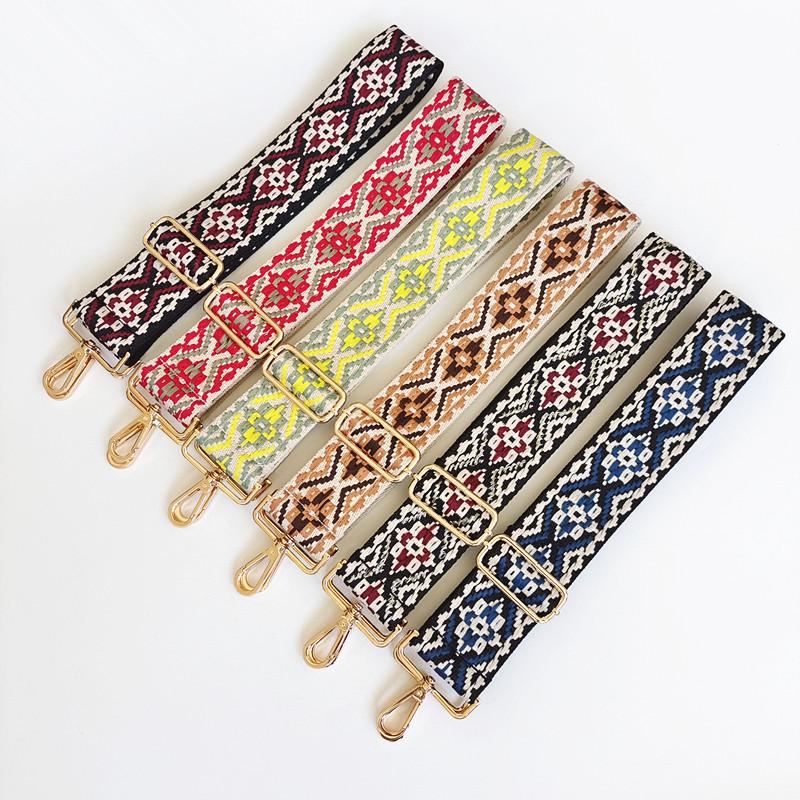 Etniczny Wzór Nylonowy Pasek do Plecaka z Regulowaną Długością i Metalowymi Akcesoriami - Odporny na Zużycie i Poszerzony dla Komfortu