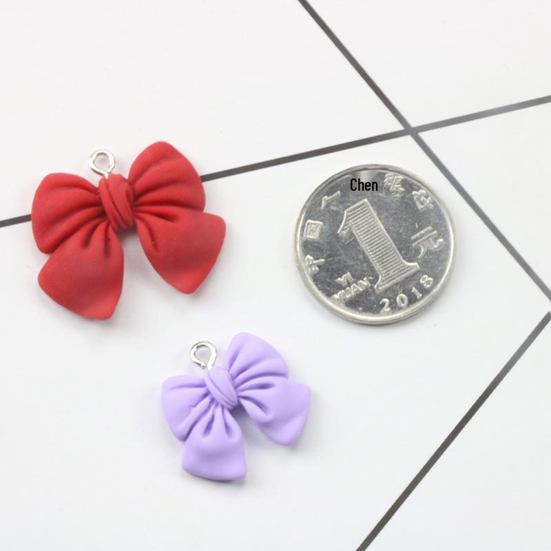 Imitation Fabric Bow Resin Pendant Earrings - DIY Jewelry Accessories