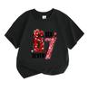 Kids Boys Girls 100% Cotton Crew Neck Short Sleeve T-Shirt, Cute 67 Six Seven Heart Pattern Valentine Themed Casual Soft Tee for Children Daily Wear