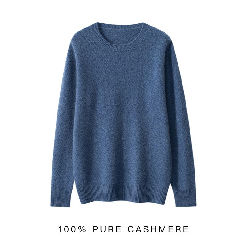 

Men s Plus Size Cashmere Pullover: Fall/Winter Solid Color Round Neck Long Sleeve Sweater L джинсовый синий