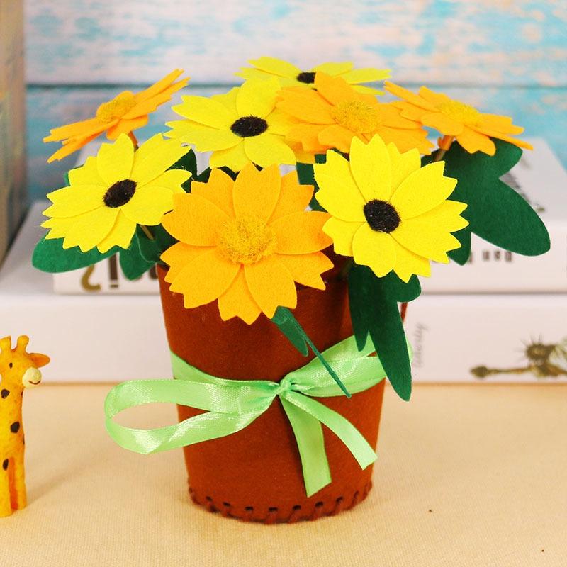 Prezent na Dzień Matki Ręcznie Robiony Bukiet w Doniczce Słonecznik Goździk Sztuka Rzemiosło Kreatywność Zabawka Przedszkolna Mini Symulacja Doniczka DIY Zabawki dla Dzieci
