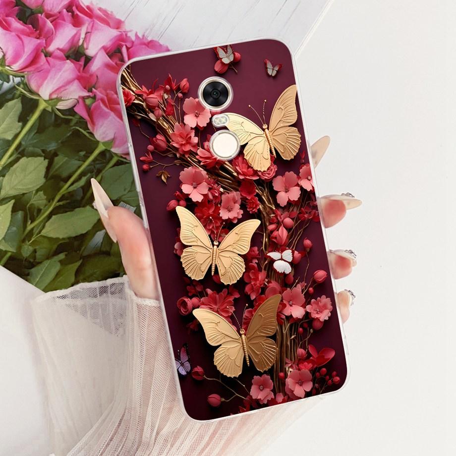For Xiaomi Redmi 5 Plus Redmi5 Phone Case Luxury Flower Butterfly Cartoon Bow Pattern Back Cover Soft TPU Silicone Bumper