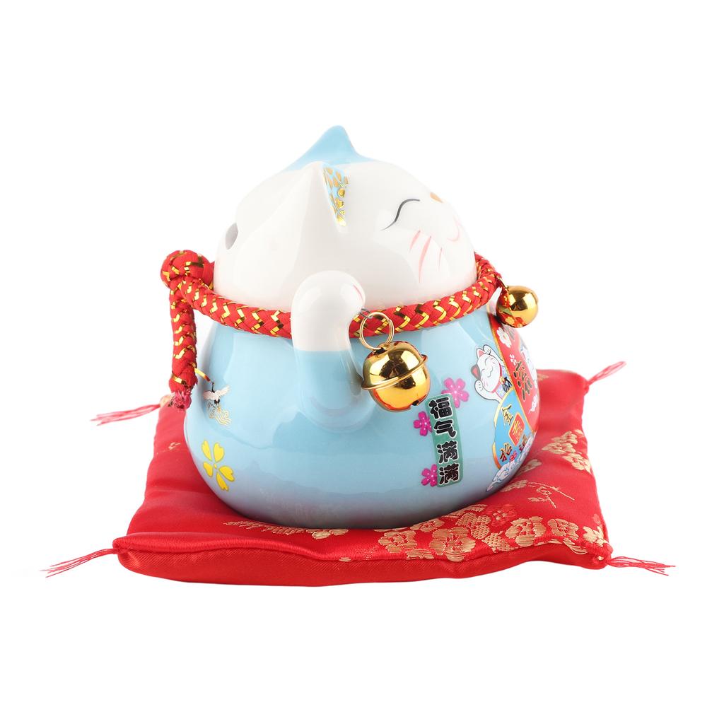 Lucky Cat Coin Bank 4.5in Exquisite Cute Bring Luck Good Ceramic Fortune Cat Saving Pot Desk Decoration