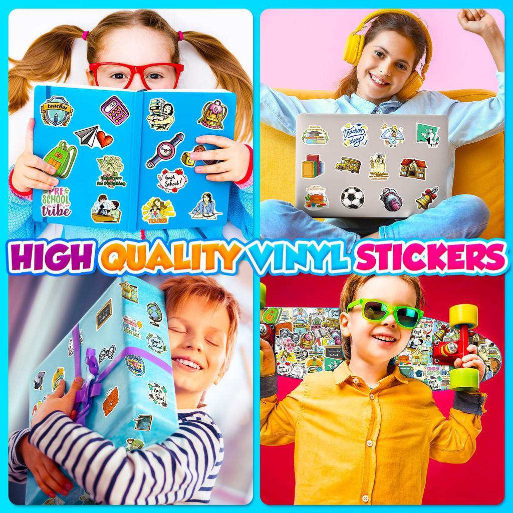 100 PCS Teacher's Day Stickers - School Theme Decals for Notebooks, Luggage, Gifts