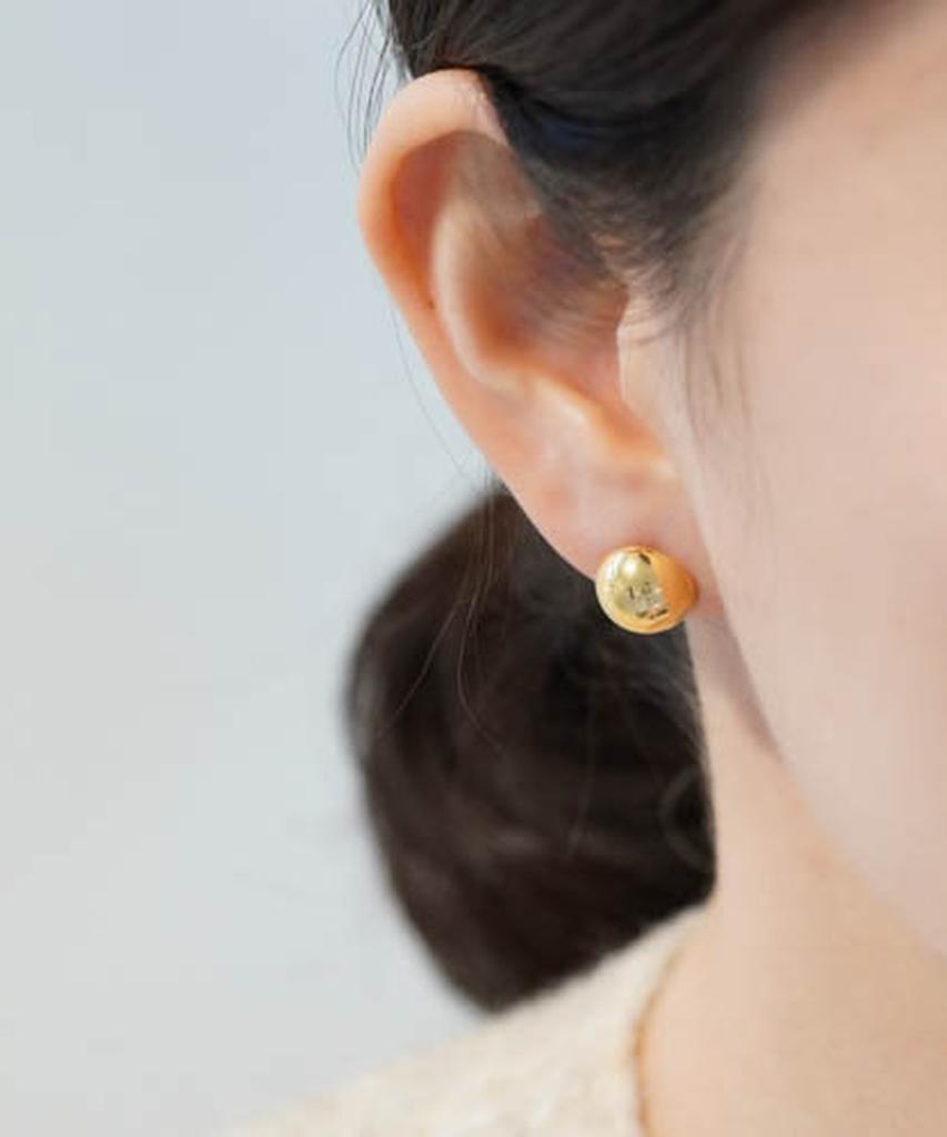 Alleun Silver 925 Ball Earrings Bold Hemispherical Convex