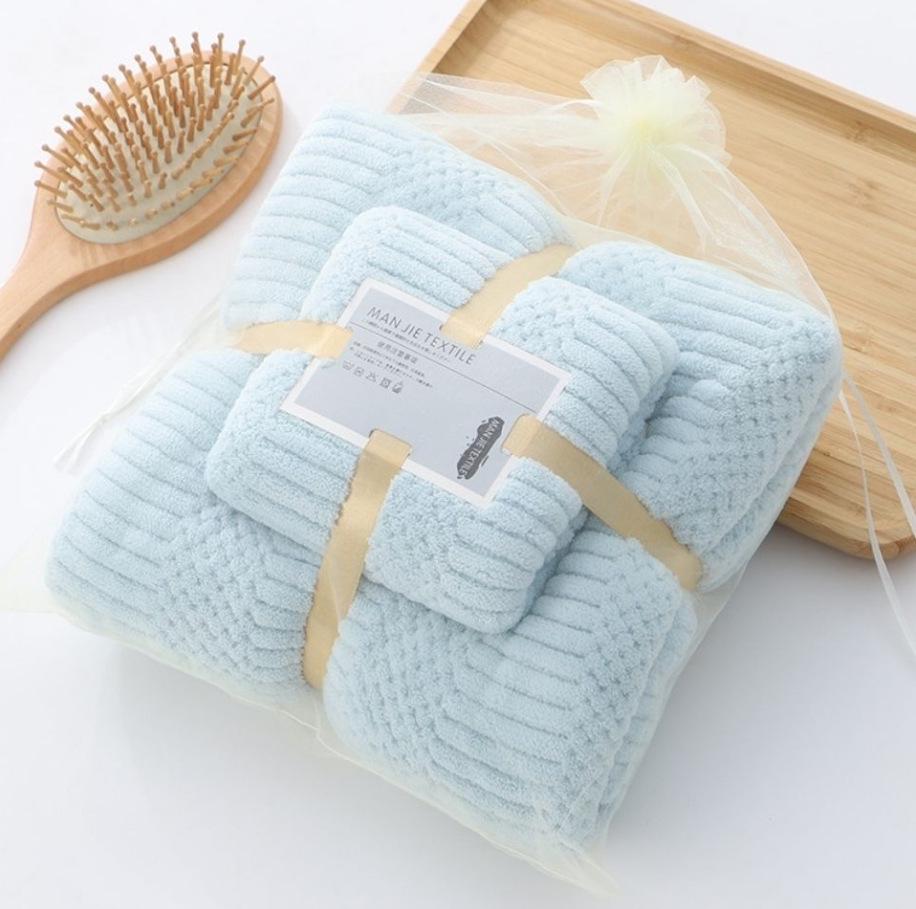 Coral Fleece Bath Towel Set: Absorbent Face Towels In Gift Box, Colorfast and Perfect for Gifts
