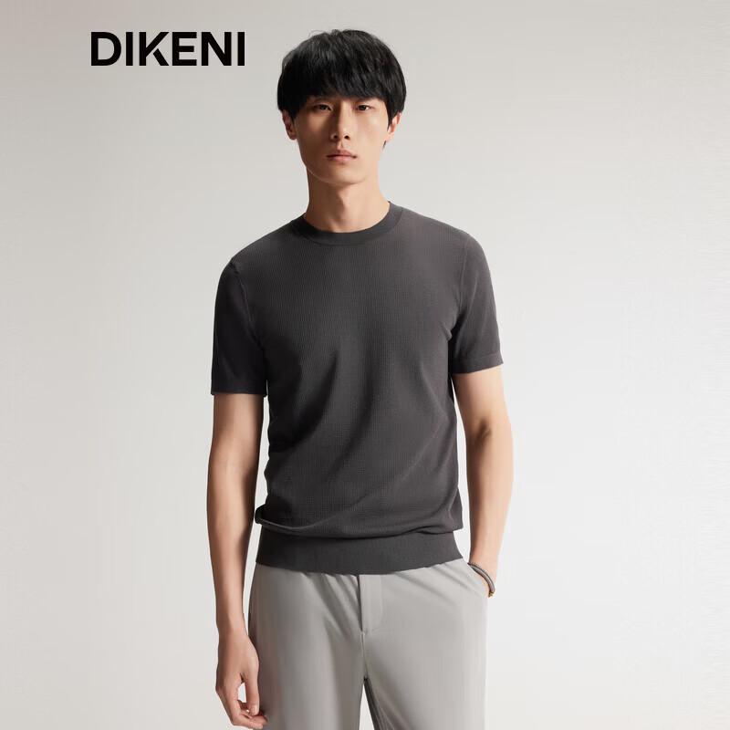 DIKENI Men s Silk-Cotton Waffle Knit Short Sleeve T-Shirt M (48)