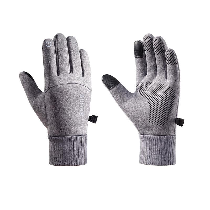 Warme Herrenhandschuhe für Herbst und Winter, plus Samt und verdickt, Outdoor-Radfahren, Reisen, rutschfest und wasserabweisend, Sport-Touchscreen-Handschuhe