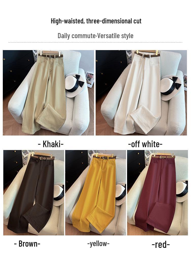 Spring 2026 Women's High-Waisted White Denim Wide-Leg Pants - Versatile, Loose, and Drapey for Petite Heights.