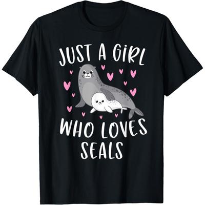 Urocza koszulka z lwem morskim dla dziewczynek Koszulka Just A Girl Who Loves Seals