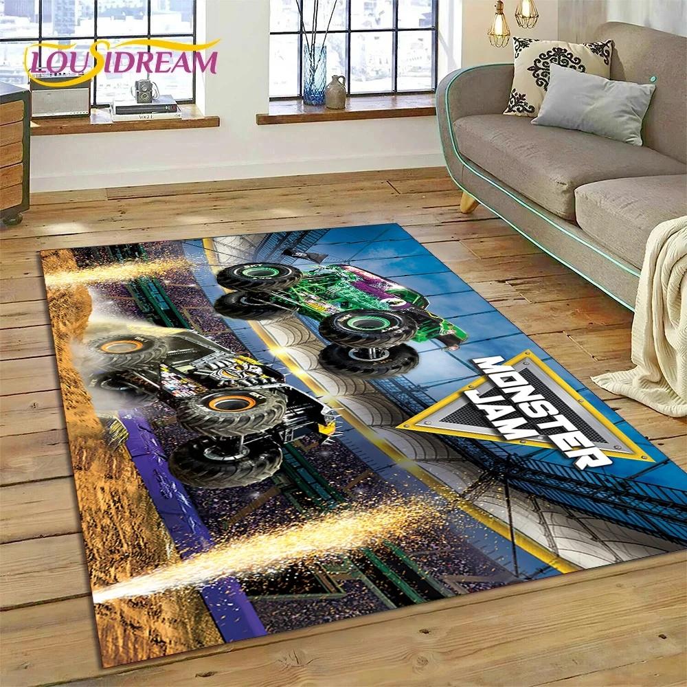 Monster Truck Monster Jam Cartoon Carpet Rug for Bedroom Living Room Home Sofa Decoration,Children Game Large Decor Floor Mat