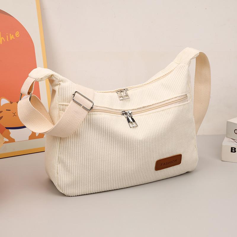 

Oblique span bag corduroy handbag tote bag new solid color popular striped shoulder bag women s bag tide белый