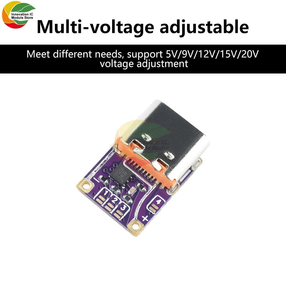 PD3.0 PD3.1 QC3.0 Trap Fast Charging Module DC 5V/9V/12V/15V/20V Trigger PD To DC Fast Charging Module Type C Interface