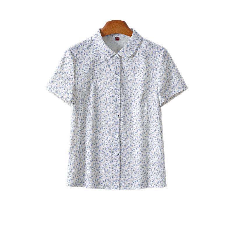 Summer Cotton Top for Middle-aged & Elderly Women - Short-Sleeve, Loose-Fit Grandma Shirt