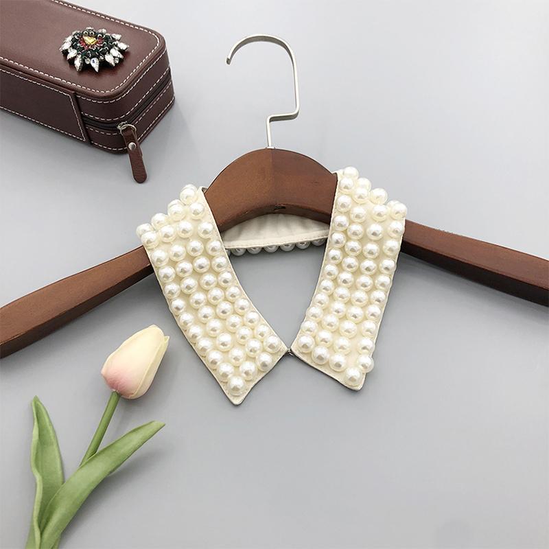 Women Pearl Fake Collar Retro Lace Beaded Collar Choker Necklace Party Bride Clothing Accessories Sweet Detachable False Collar