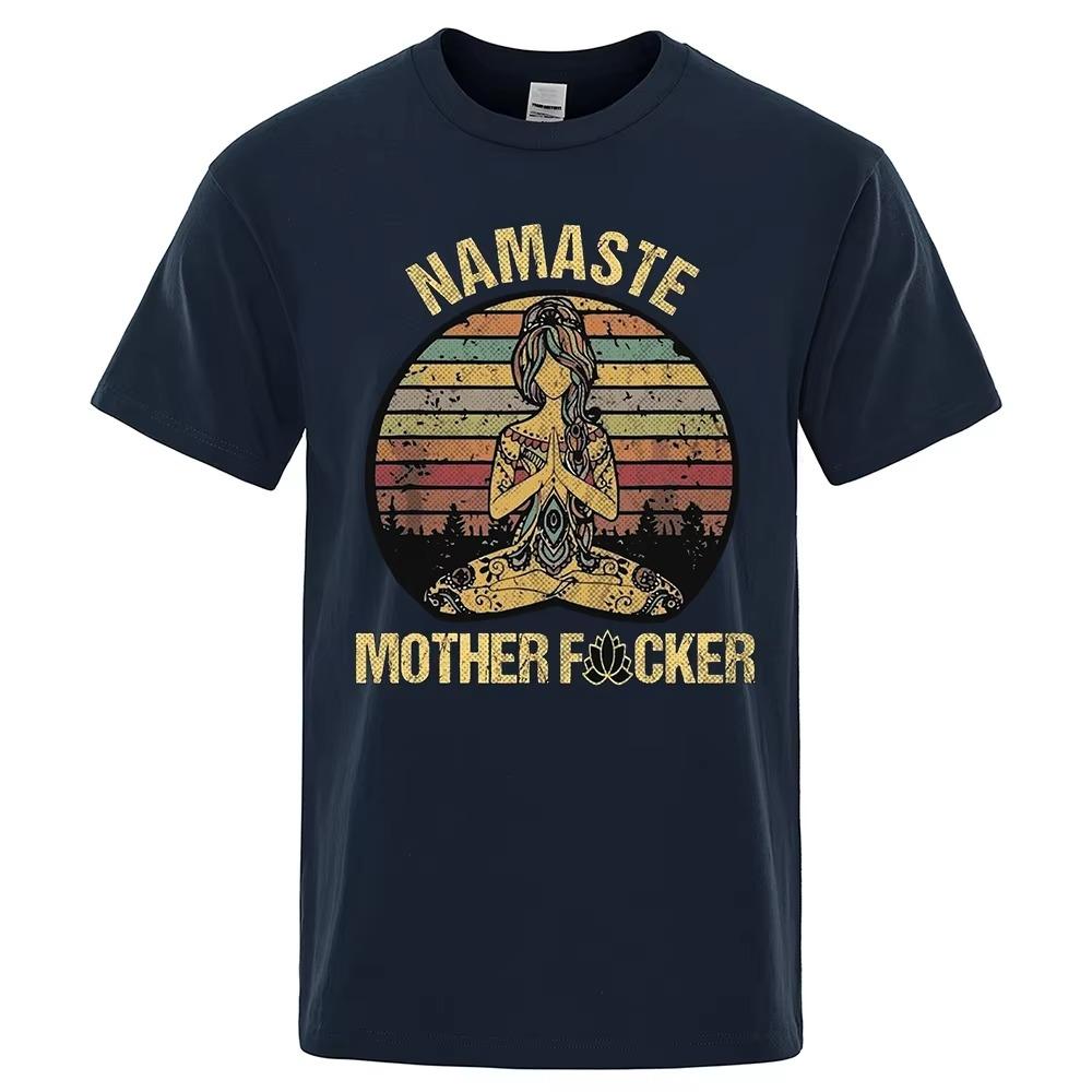

Винтажная забавная футболка Namaste Mother Explicit, мужская футболка, женские хлопковые футболки, топы, свободная одежда больших размеров с короткими рукавами XXXXXL темно-синий