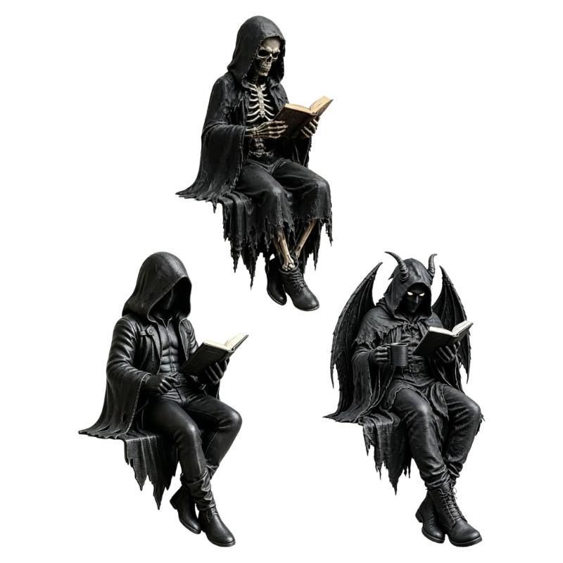 Literary Table Figure with Open Book, Hooded Shelf Decoration for Desk, Home Library, and Quiet Study Display Indoors
