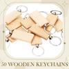 50 Stück Blanko Schlüsselanhänger aus Buchenholz Metallschlüsselanhänger Rechteckig/Rund/Oval- Holzgravur DIY Schlüsselanhänger Set Schlüsselanhänger Basteln