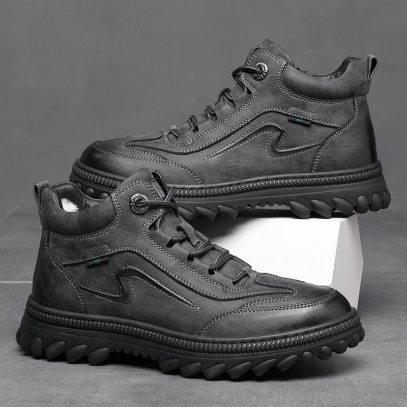 Fashion High Quality Brand Men's Outdoor Hiking Shoes Anti Slip Winter Warm Cotton Shoes Thick Soled Men's Casual Oxford Shoes Lace Up