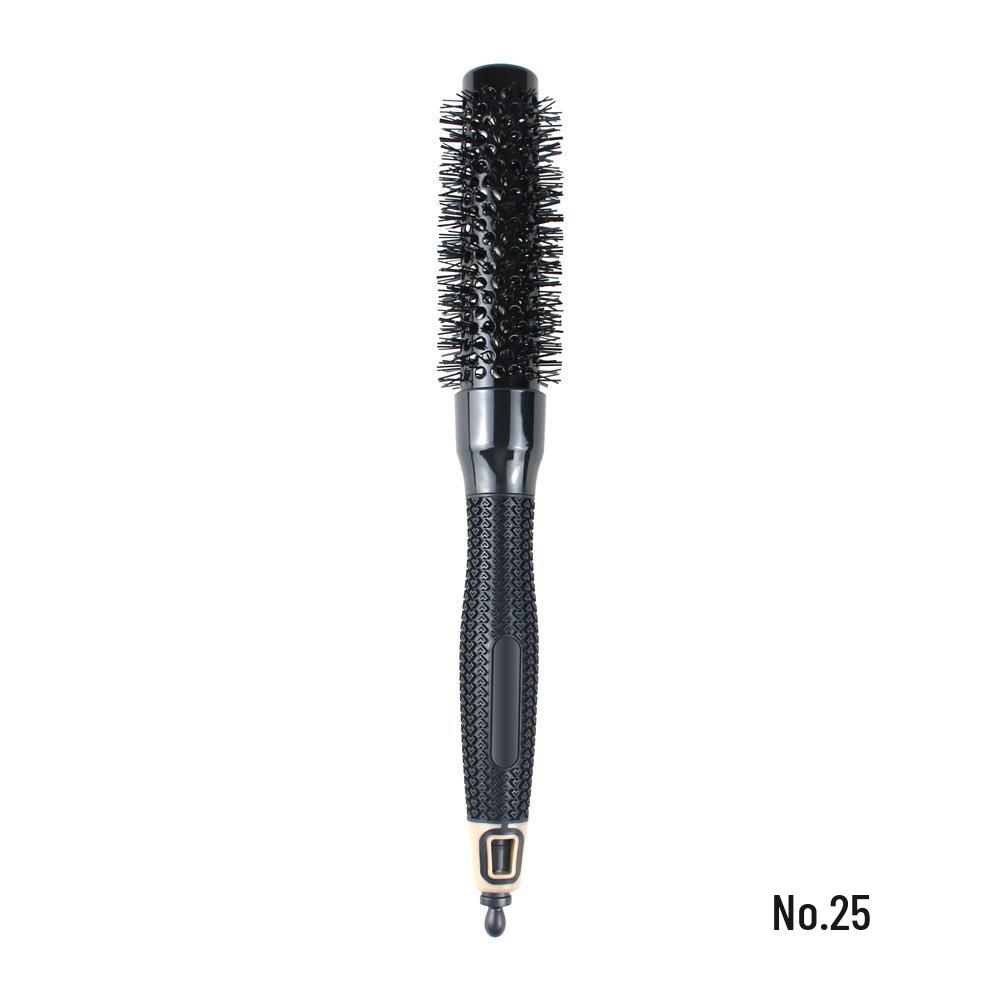 Professionelle Rundbürste zum Stylen – Wärmeleitende schwarze Nylon- & Keramik-Friseurbürste.
