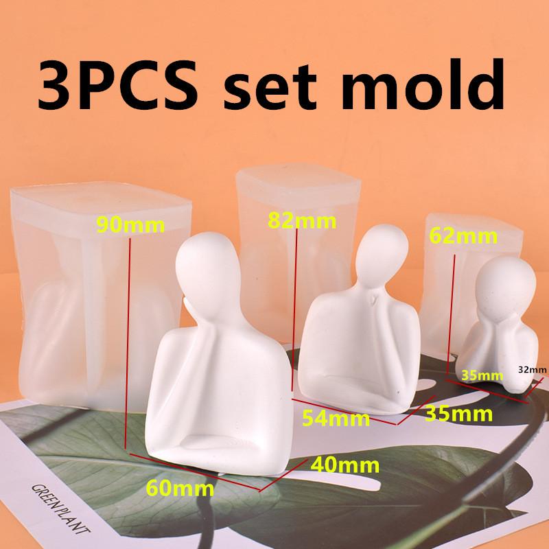 

3PCS Human Body Thinker Silicone Mold Abstract Figure Art Ornament Candle Making Kit Plaster Epoxy Resin Mold Handmade Crafts