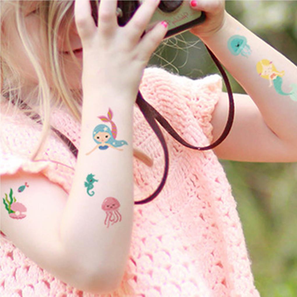 10 Sheets Cartoon Tattoos Stickers Printed Girls Ski Decal Adorable Temporary Sticker Body Ornament Dressing Decor Set