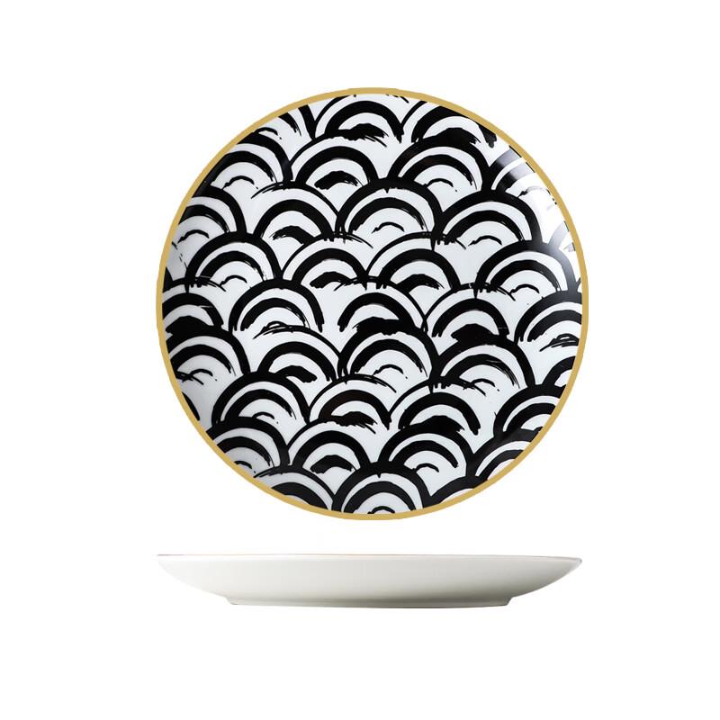 

Abay Round Ceramic Dinner Plate with Mountain Texture