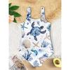 Costume da bagno intero per bambina, carino, con stampa colorata di cartoni animati, senza maniche, costume da bagno estivo per bambini, da spiaggia