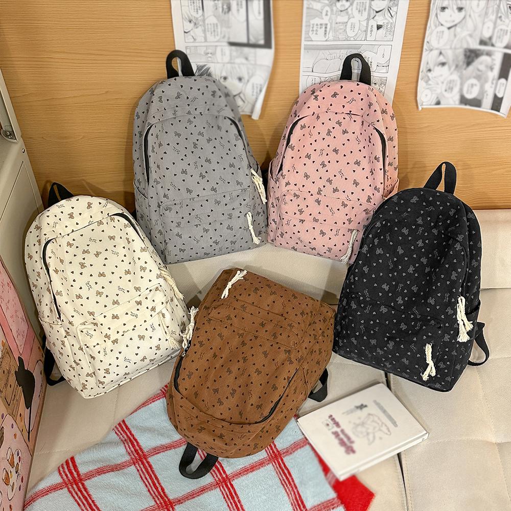 Japanese Ins Style Sweet Corduroy Backpack Autumn and Winter College Style Large Capacity Backpack Travel Backpack