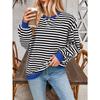 Simple Home Leisure New, Striped Pattern Round Neck Trend Long Sleeve, Pullover Color T-shirt