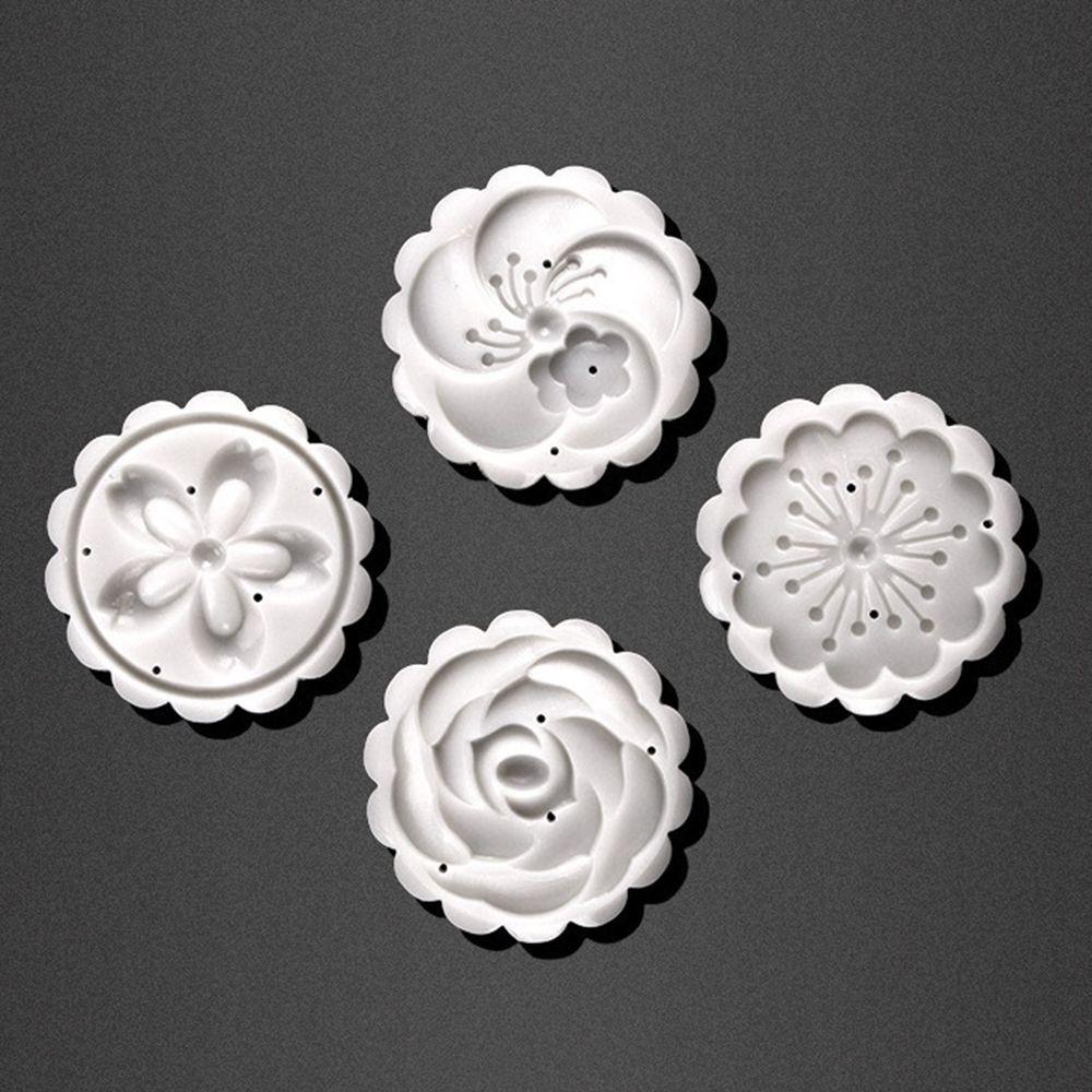 5Pcs/Set Flower Decor Mold 4 Stamps Pastry Hand Pressing Cookie MoonCake Cutter