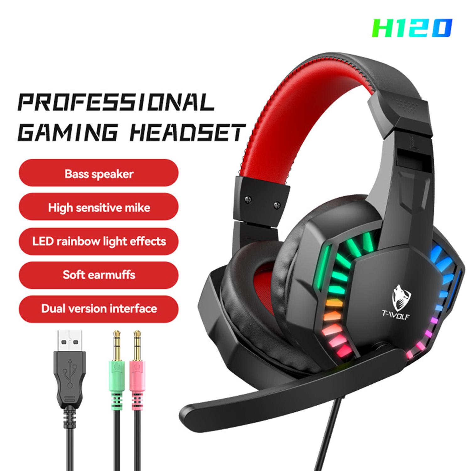 

Ergonomically Designed Wired Over Ear Game Headphones with Mic & RGB Stereo Gaming Headphones Noise Cancelling USB 3.5mm Jack