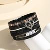 Boho Layered Leather Bracelet With Heart Charm Adjustable Opening Bangle Women Girls Fashion Accessory
