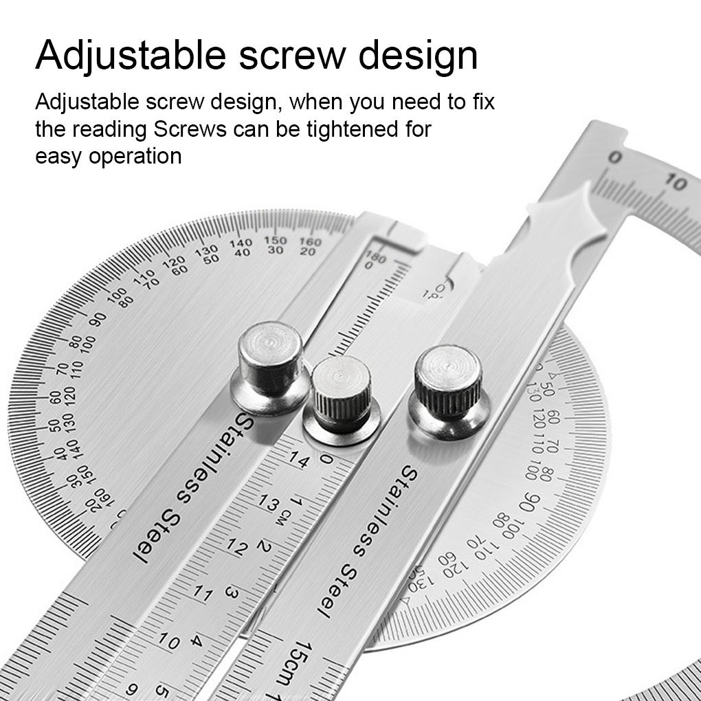 180° Protractor Woodworking Worker Stainless Steel Adjustable Rotary Measuring Tools Measurement Gauge Measure Tool Device