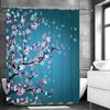 Pink Peach Blue Background Shower Curtain, Bathroom Decorative Shower Curtain, Waterproof Shower Curtain with Hooks