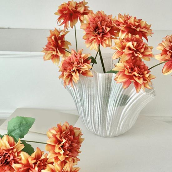 Artificial Dahlia Flowers with Stem 4-Head Blooms Realistic Faux Silk Flower for Vase Wedding