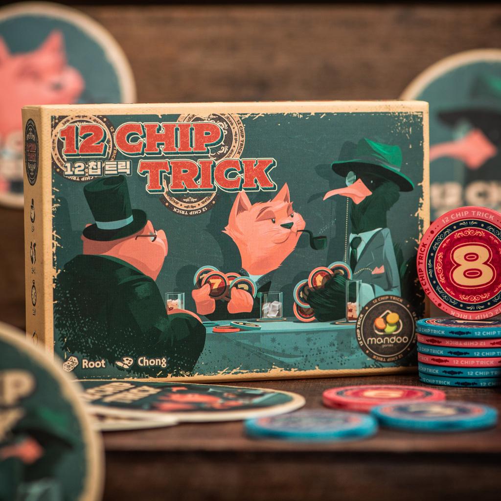 12 Chip Trick Board Game: Trick-Taking Blackjack