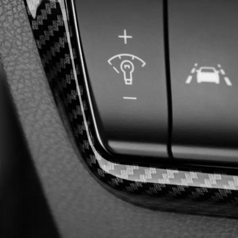 Carbon Fiber Texture Front lamp Switch Button Cover Trim Frame For Kia Stinger 2018 2019 2020 2021 2022 2023