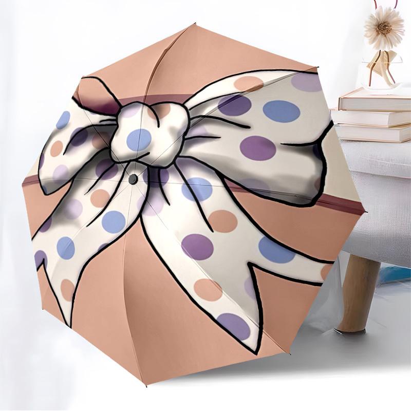 1pc Polka Dot Bow Automatic Open/Close Umbrella, Formal Events - Ideal Gift for Family or Friends, Outdoor Accessory Yy251211235