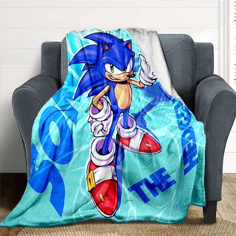 1PC Sonic, Hedgehog Outdoor Blanket Lightweight Flannel, Soft & Warm, All-Season Use for Sofa, Outdoor, Camping, Living Room, Office44