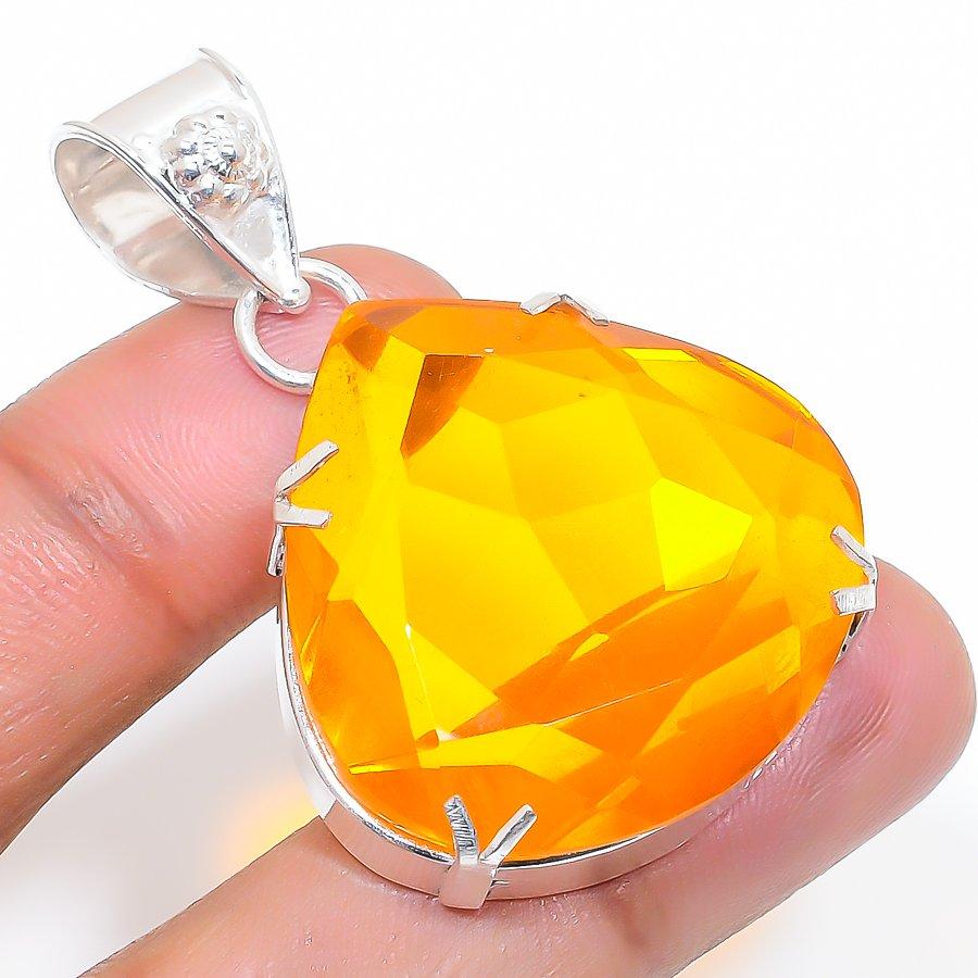 

Natural Citrine Gemstone Handmade 925 Sterling Silver Jewelry Pendant 1.89 i4W71