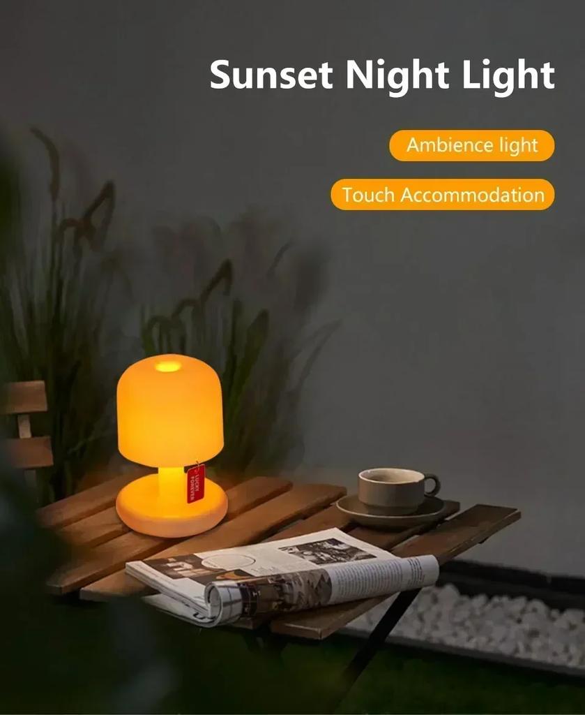 Wiederaufladbares LED Pilz Nachtlicht Sonnenuntergang Tischlampe USB Minimalistische Schreibtisch Schlafzimmer Bar Raum Dekoration Atmosphäre Stimmungslicht