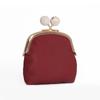 Women's Genuine Leather Litchi Grain Mini Coin Purse & Lipstick Clasp Bag