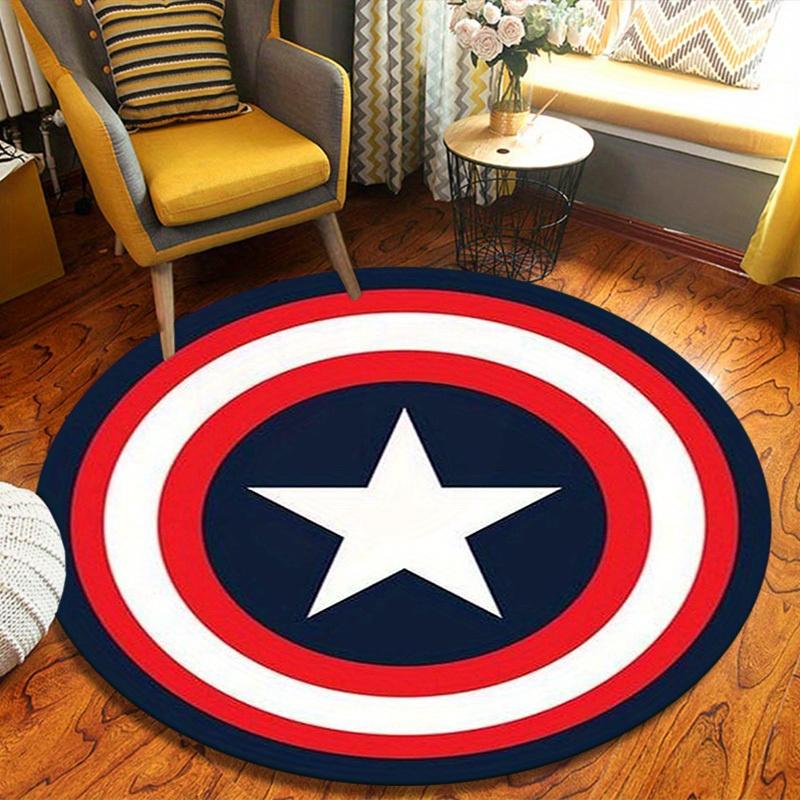 

1 шт. Коврик Marvel Щит Капитана Америки Круглый Нескользящий, Машинная Стирка Полиэстер Ковер Для Гостиной и Спальни 80cm