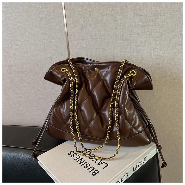 Ielgy Diamond Chain Large Capacity Autumn Winter Casual Shoulder Messenger Bag Work Commuter Tote Bag
