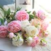 Charm 3 Heads Artificial Flower Peony Home Wedding Decoration Silk Fake Flower Pink European Rose White