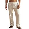 New Drawstring Men's Minimalist Fashion Solid-Colour Casual Cotton-Linen Straight-Leg Trousers